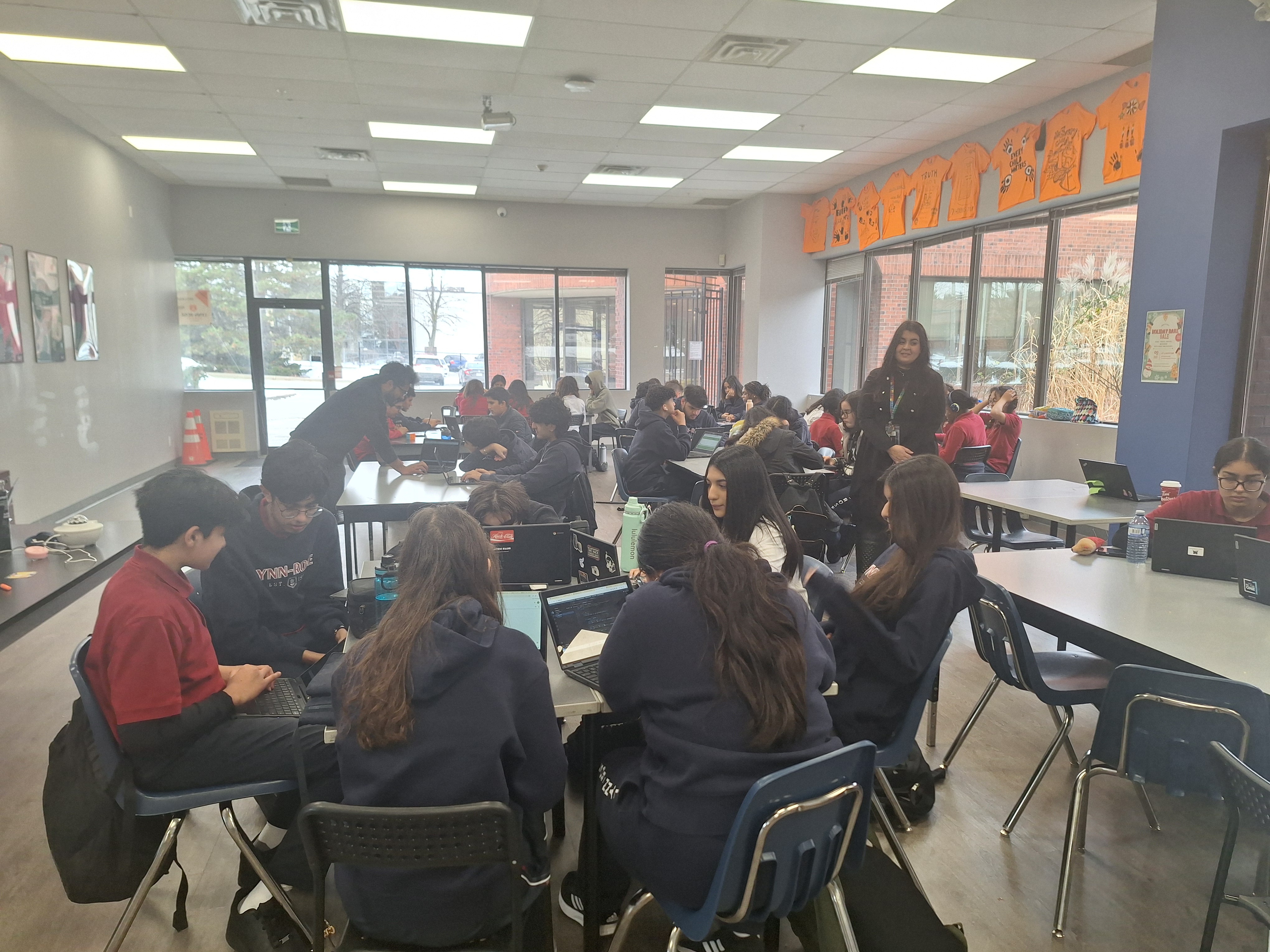 Students working together during last year's hackathon